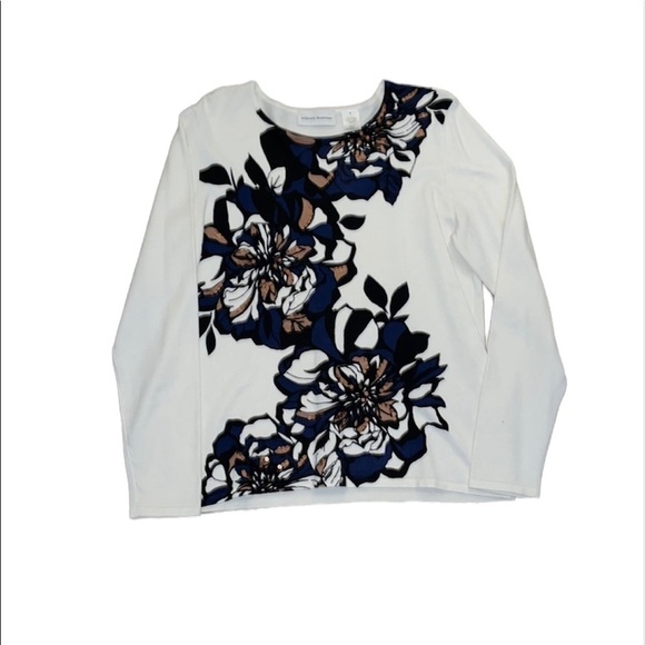 Alfred Dunner women’s crew neck floral print sweater with sequins size small - Picture 1 of 6